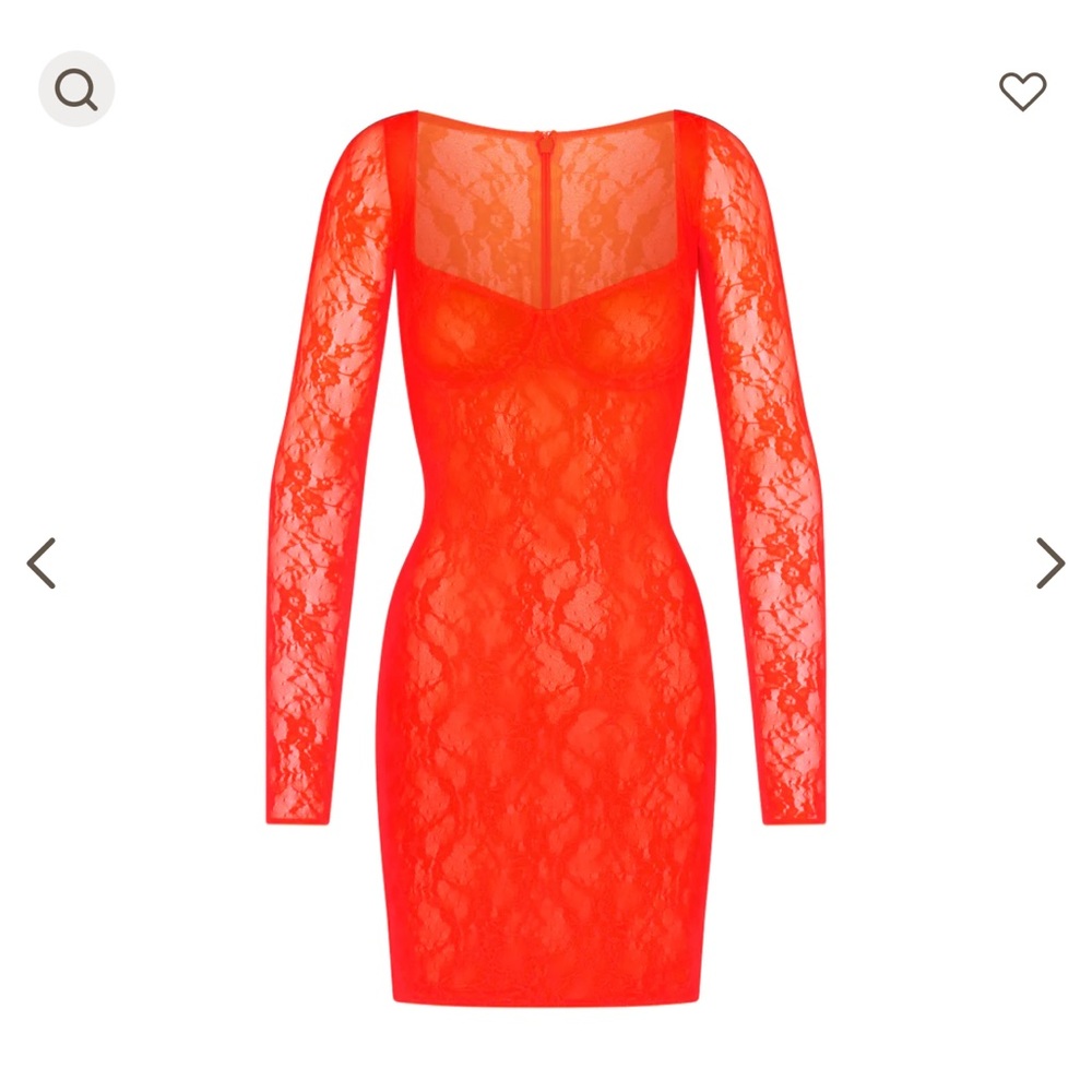 SKIMS NWT Orange Stretch Lace Underwire Dress Size Small in Sunset